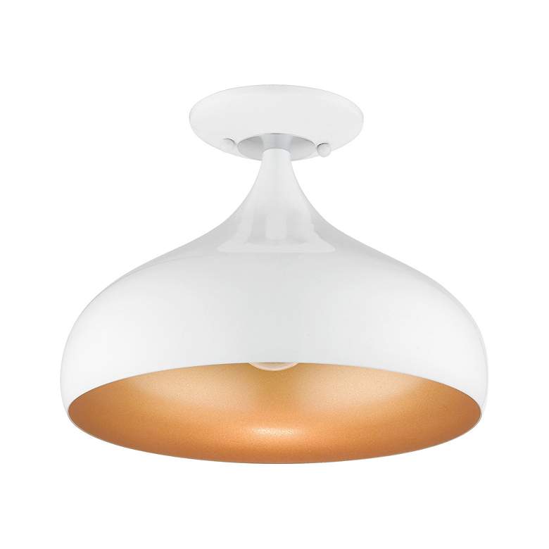 Image 5 Livex 12" Wide Modern Gloss White Dome  Semi-Flush Mount Ceiling Light more views