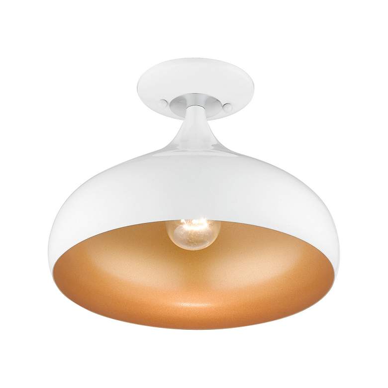 Image 6 Livex 12" Wide Modern Gloss White Dome Semi-Flush Mount Ceiling Light more views