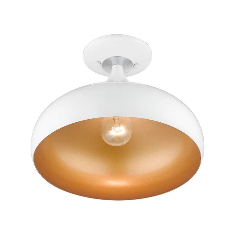 Image 7 Livex 12" Wide Modern Gloss White Dome Semi-Flush Mount Ceiling Light more views
