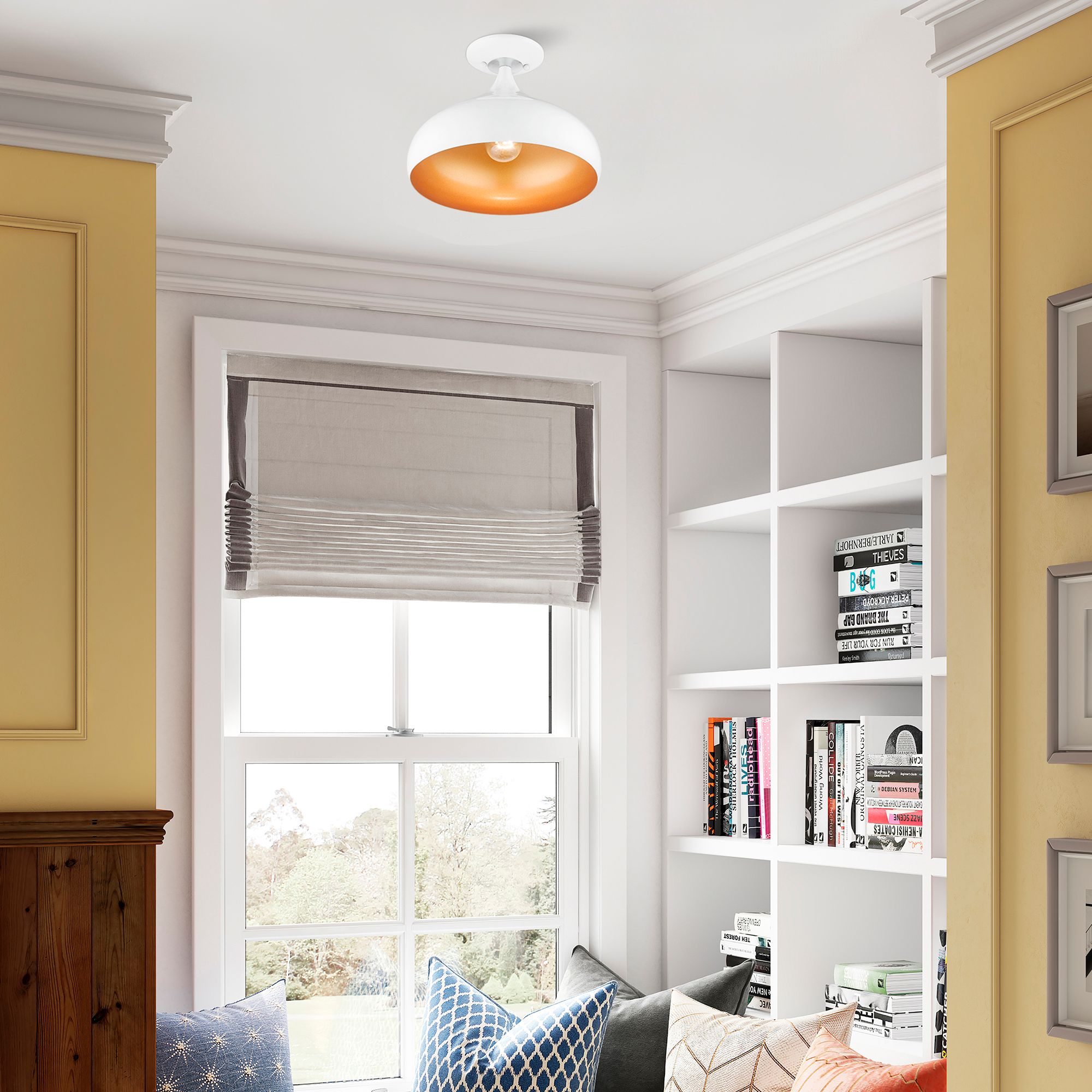 Livex 12" Wide Modern Gloss White Dome  Semi-Flush Mount Ceiling Light