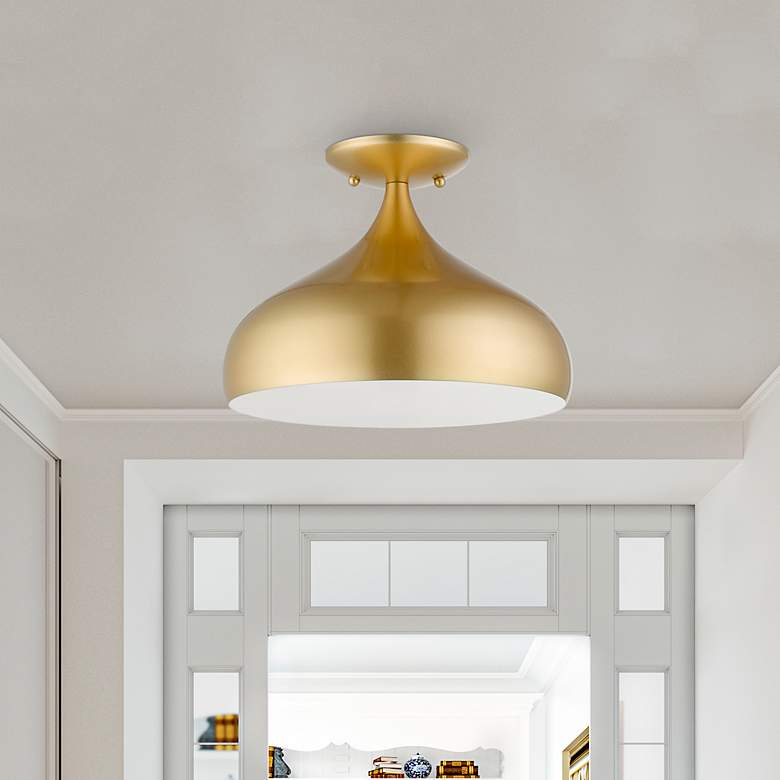 Image 1 Livex 12" Wide Modern Soft Gold Semi-Flush Mount Ceiling Light