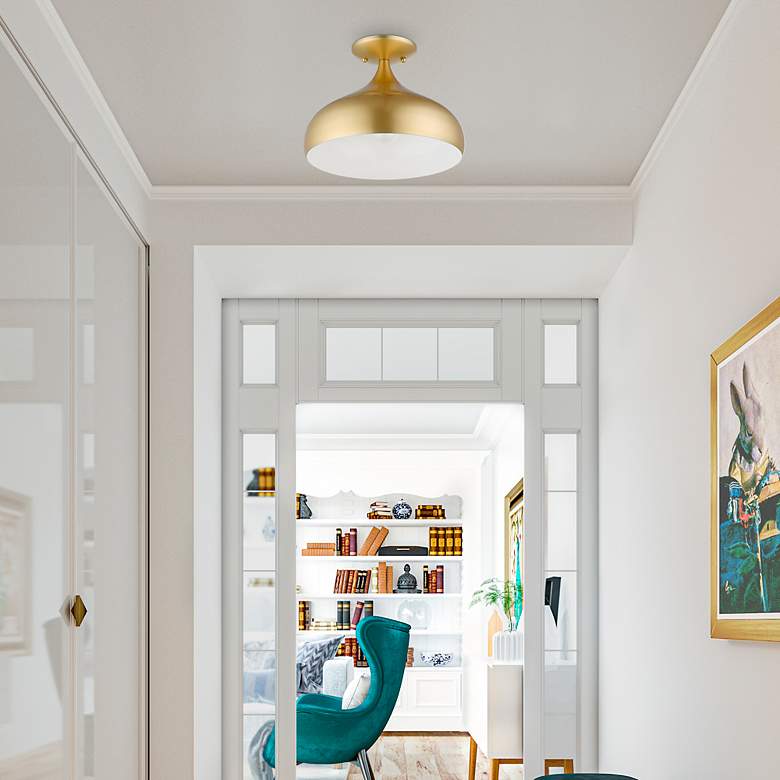 Image 7 Livex 12" Wide Modern Soft Gold Semi-Flush Mount Ceiling Light more views