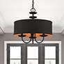 1_Livex 16" Wide 3-Light Black Drum Traditional Pendant Chandelier