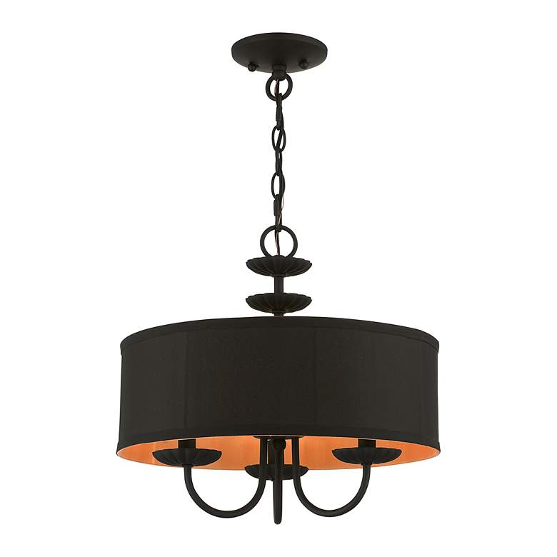 Image 3 Livex 16" Wide 3-Light Black Drum Traditional Pendant Chandelier more views