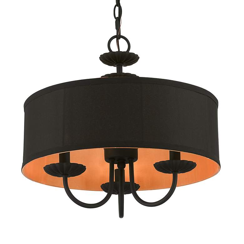 Image 4 Livex 16" Wide 3-Light Black Drum Traditional Pendant Chandelier more views