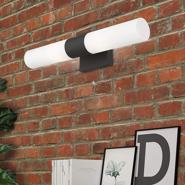 Image 1 Livex Aero 17 3/4" High Textured Black ADA 2-Light Wall Sconce