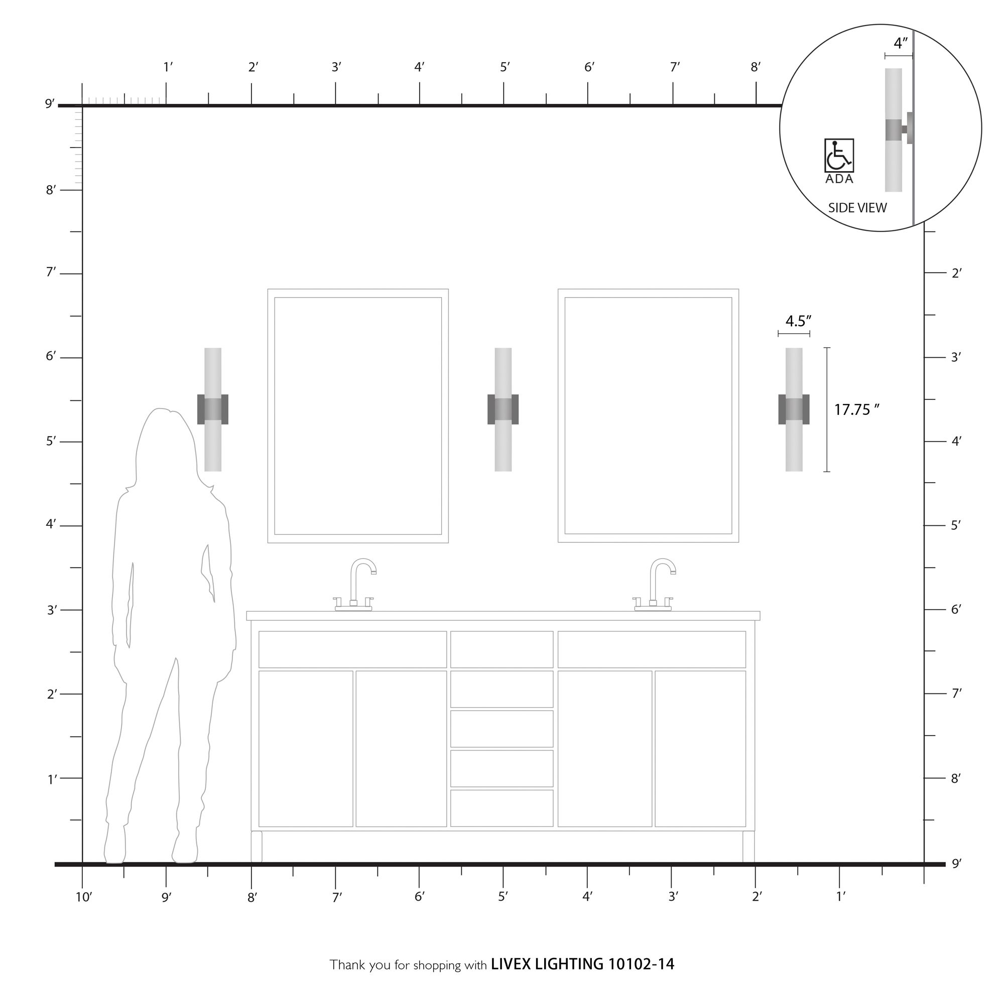 Livex Aero 17 3/4" High Textured Black ADA 2-Light Wall Sconce