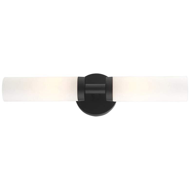 Image 1 Livex Aero 18 inch Wide Black Metal and White Glass 2-Light Bath Light