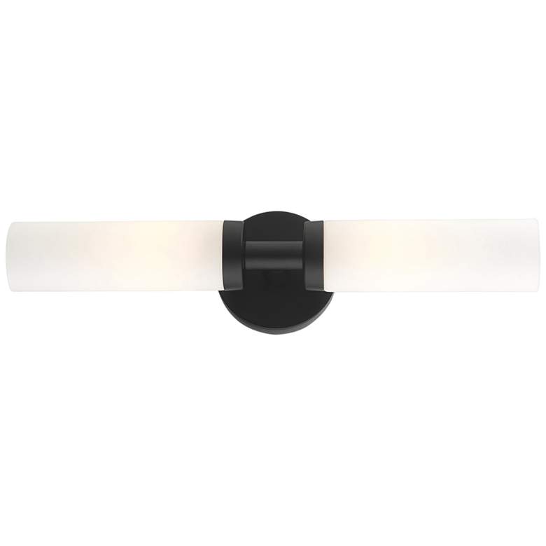 Image 1 Livex Aero 18" Wide Black Metal and White Glass 2-Light Bath Light