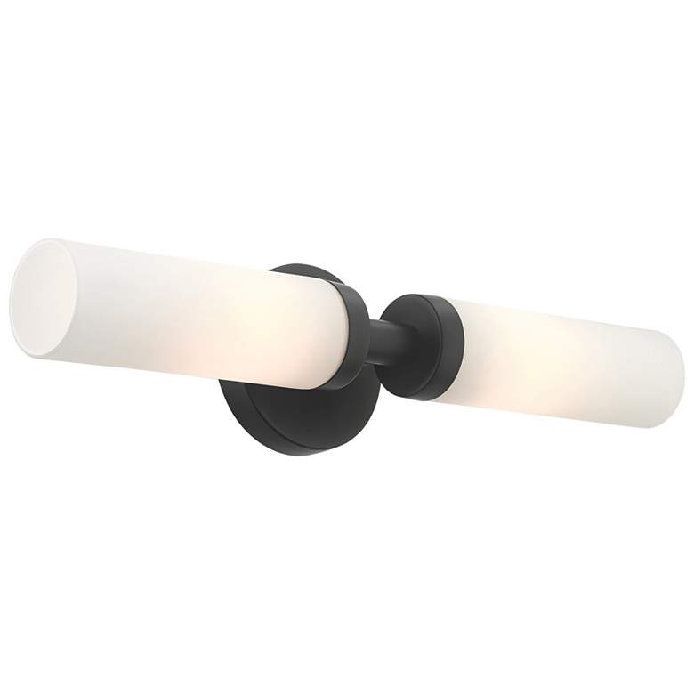 Image 2 Livex Aero 18" Wide Black Metal and White Glass 2-Light Bath Light more views