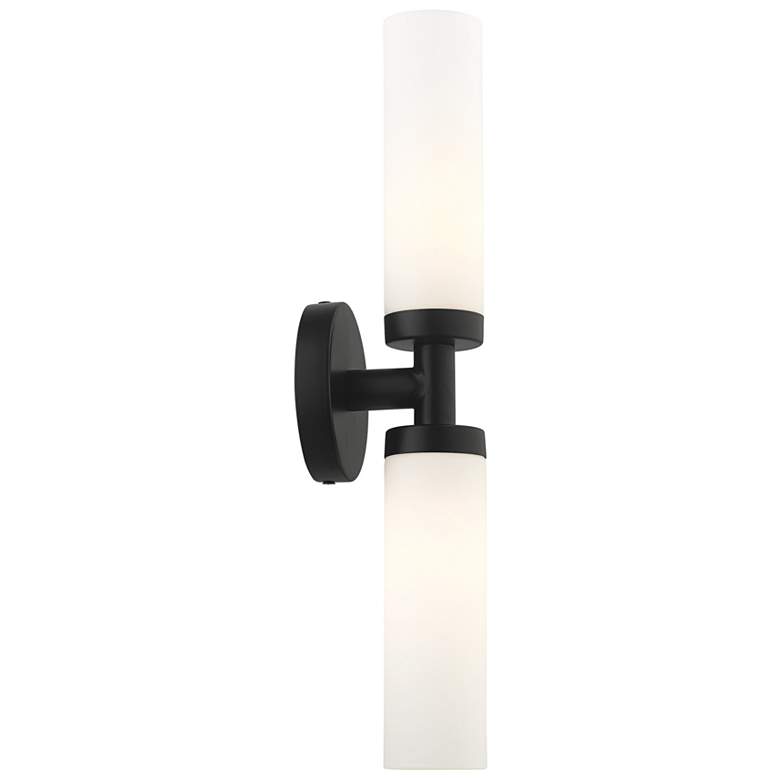 Image 3 Livex Aero 18" Wide Black Metal and White Glass 2-Light Bath Light more views