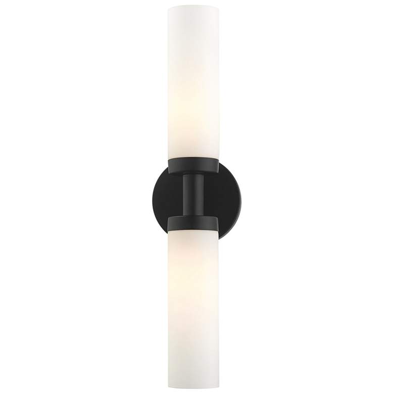 Image 4 Livex Aero 18" Wide Black Metal and White Glass 2-Light Bath Light more views
