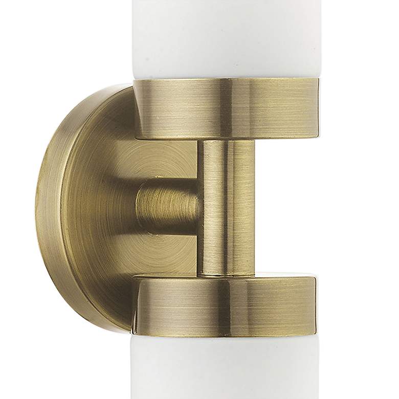 Image 4 Livex Aero 19 1/4" Wide Antique Brass White Glass 2-Light Bath Light more views