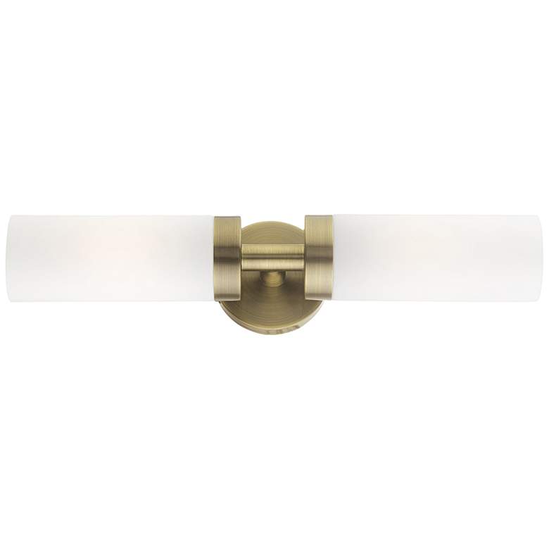 Image 5 Livex Aero 19 1/4 inch Wide Antique Brass White Glass 2-Light Bath Light more views