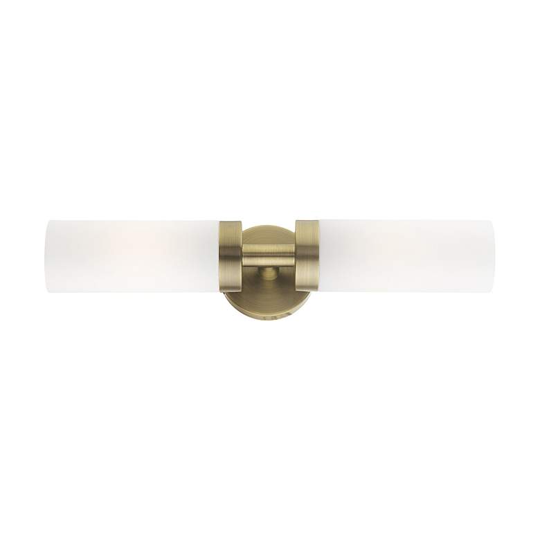 Image 6 Livex Aero 19 1/4" Wide Antique Brass White Glass 2-Light Bath Light more views