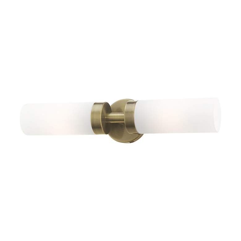 Image 7 Livex Aero 19 1/4" Wide Antique Brass White Glass 2-Light Bath Light more views