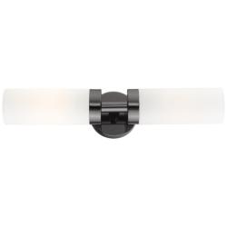 Livex Aero 19 1/4&quot; Wide Black Chrome White Glass 2-Light Bath Light