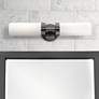 Livex Aero 19 1/4" Wide Black Chrome White Glass 2-Light Bath Light
