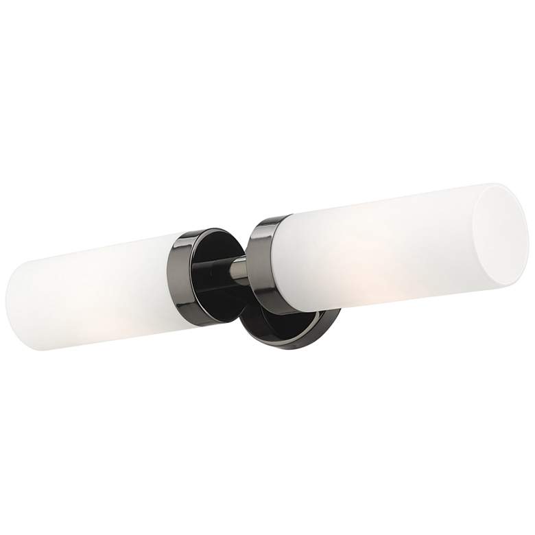 Image 5 Livex Aero 19 1/4 inch Wide Black Chrome White Glass 2-Light Bath Light more views
