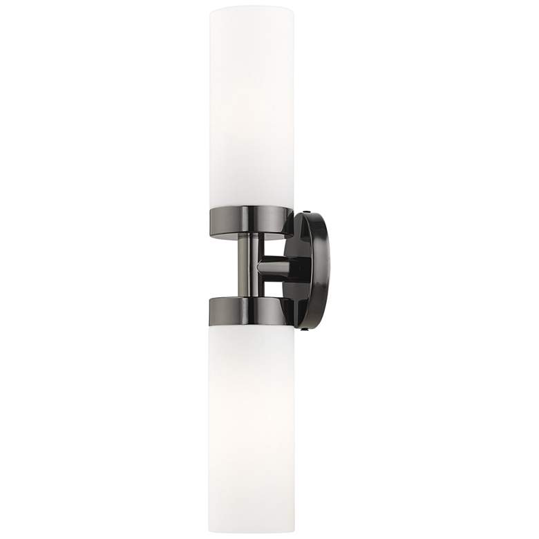 Image 7 Livex Aero 19 1/4" Wide Black Chrome White Glass 2-Light Bath Light more views