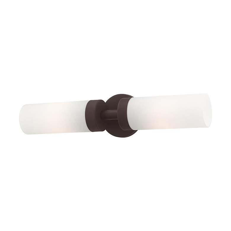 Image 7 Livex Aero 19 1/4" Wide Bronze and White Glass 2-Light Bath Light more views