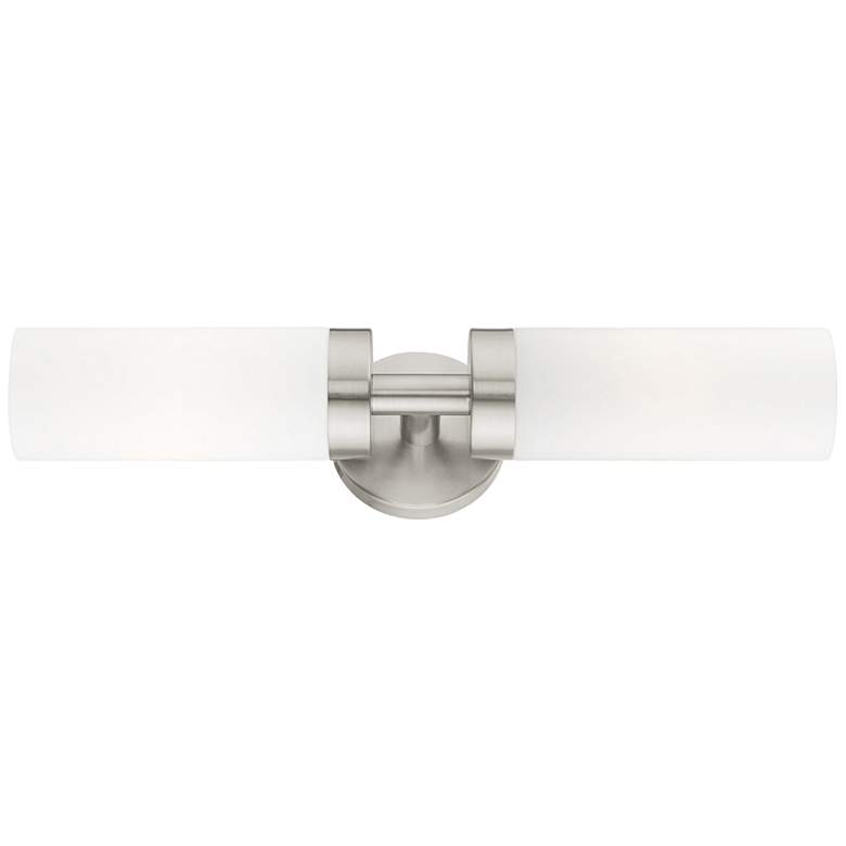 Image 2 Livex Aero 19 1/4" Wide Brushed Nickel White Glass 2-Light Bath Light