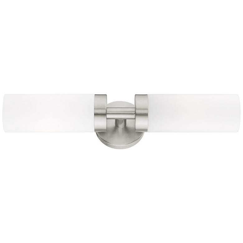 Image 2 Livex Aero 19 1/4 inch Wide Brushed Nickel White Glass 2-Light Bath Light