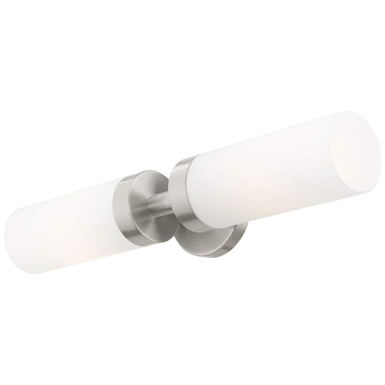 Image 5 Livex Aero 19 1/4 inch Wide Brushed Nickel White Glass 2-Light Bath Light more views