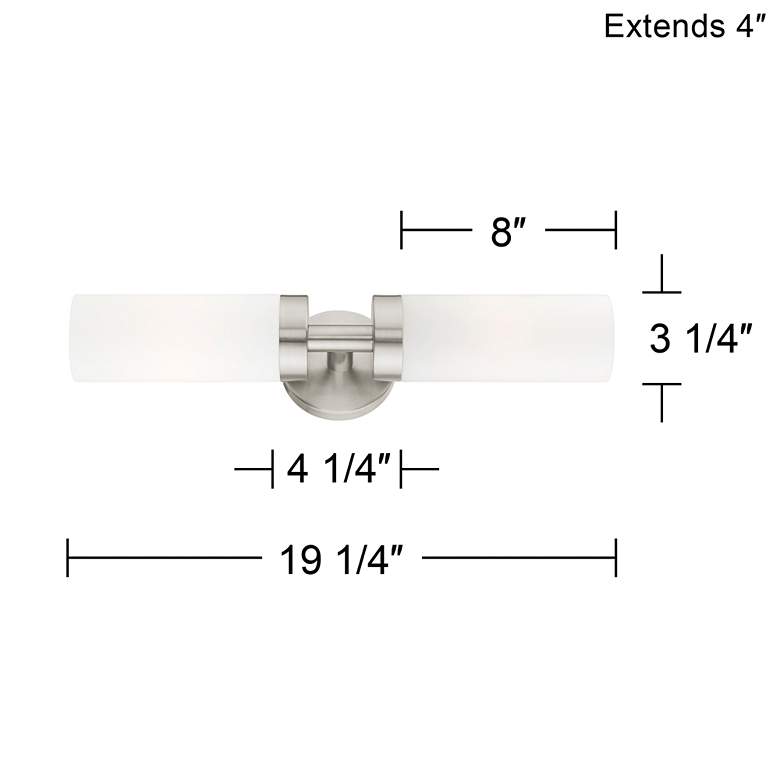 Image 7 Livex Aero 19 1/4 inch Wide Brushed Nickel White Glass 2-Light Bath Light more views