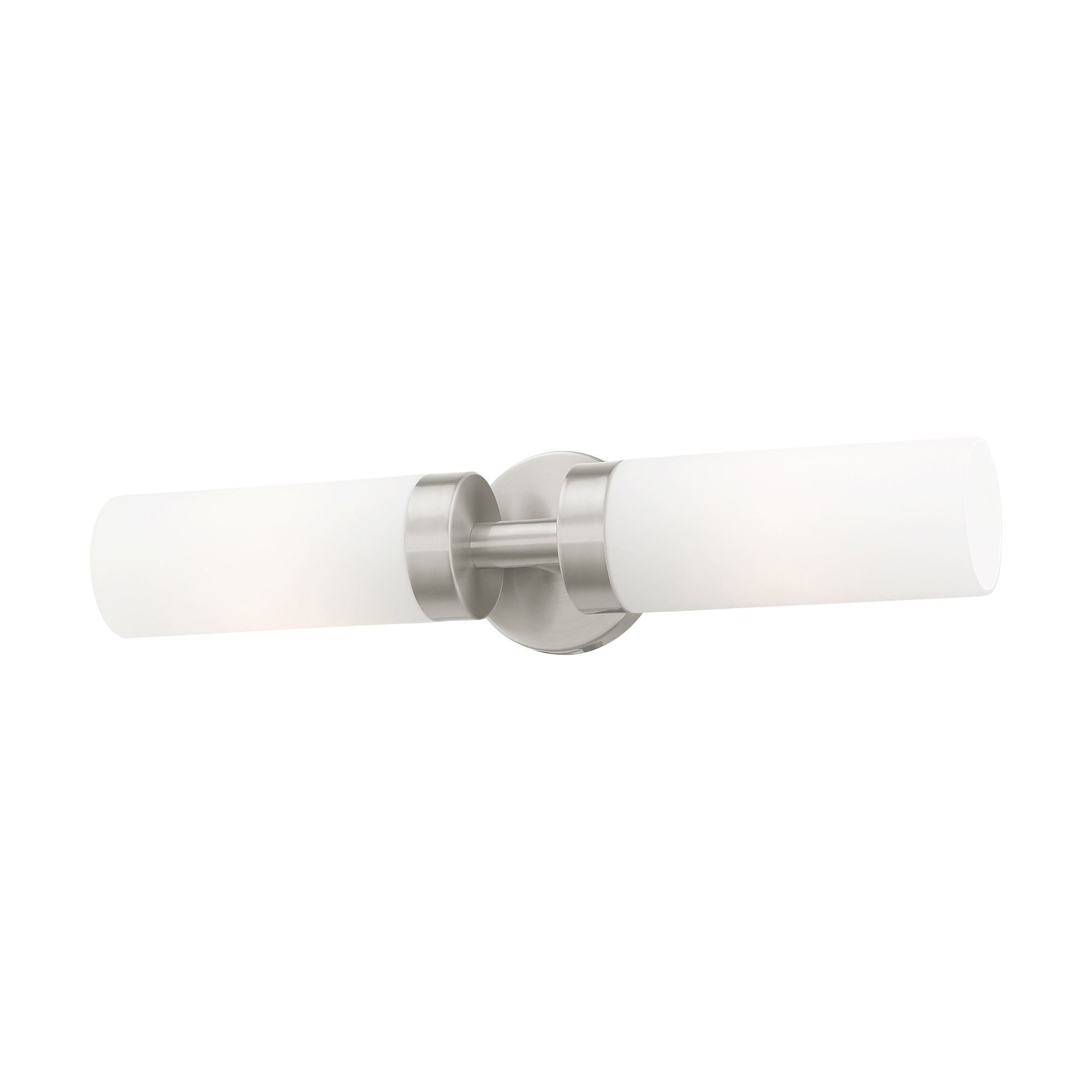 Livex Aero 19 1/4" Wide Brushed Nickel White Glass 2-Light Bath Light