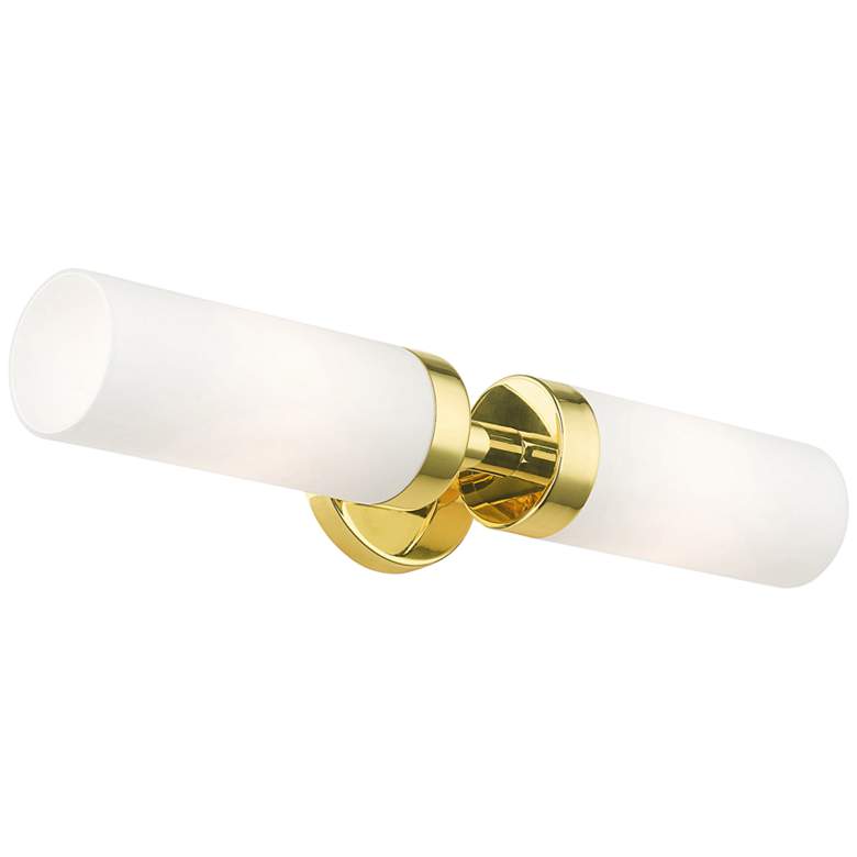 Image 5 Livex Aero 19 1/4 inch Wide Polished Brass White Glass 2-Light Bath Light more views