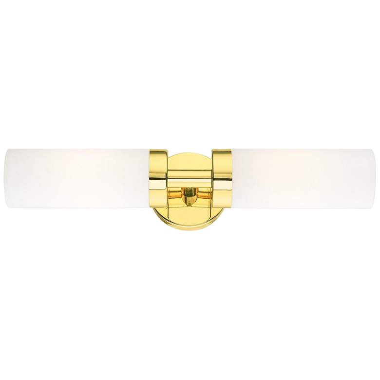 Image 6 Livex Aero 19 1/4 inch Wide Polished Brass White Glass 2-Light Bath Light more views