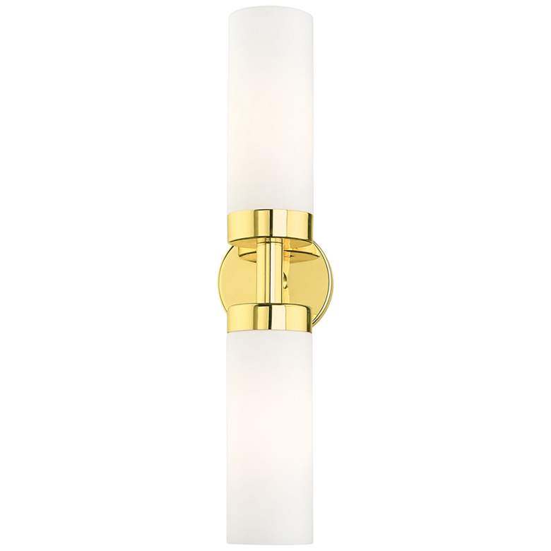 Image 7 Livex Aero 19 1/4 inch Wide Polished Brass White Glass 2-Light Bath Light more views