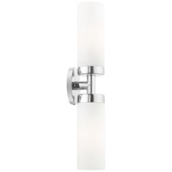 Livex Aero 19 1/4&quot; Wide Polished Chrome White Glass 2-Light Bath Light