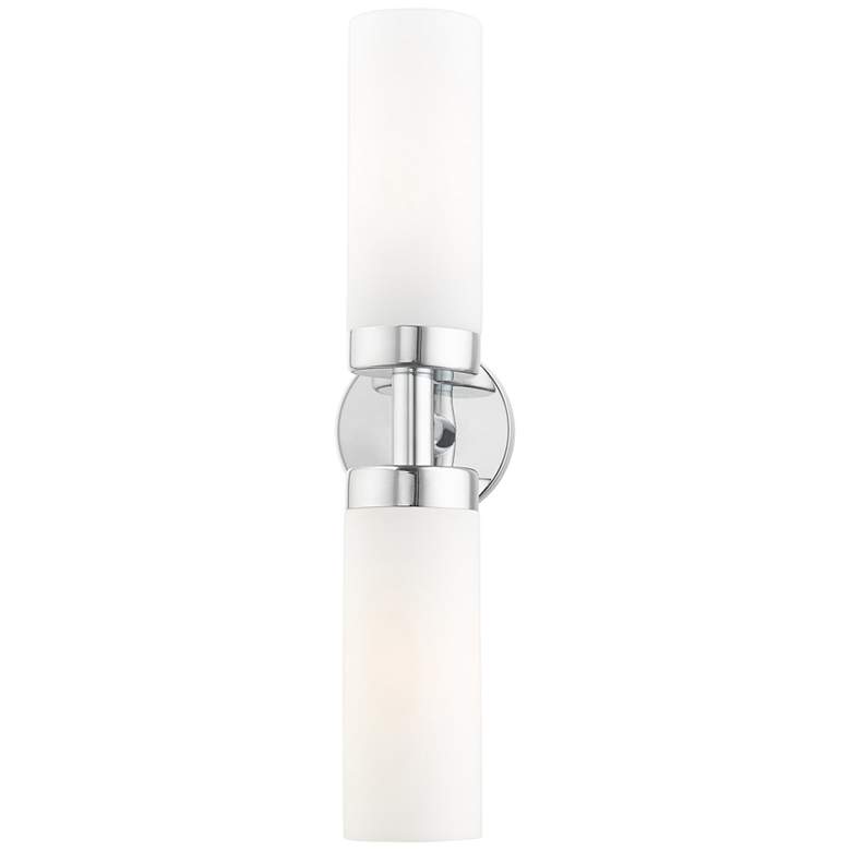 Image 5 Livex Aero 19 1/4 inch Wide Polished Chrome White Glass 2-Light Bath Light more views