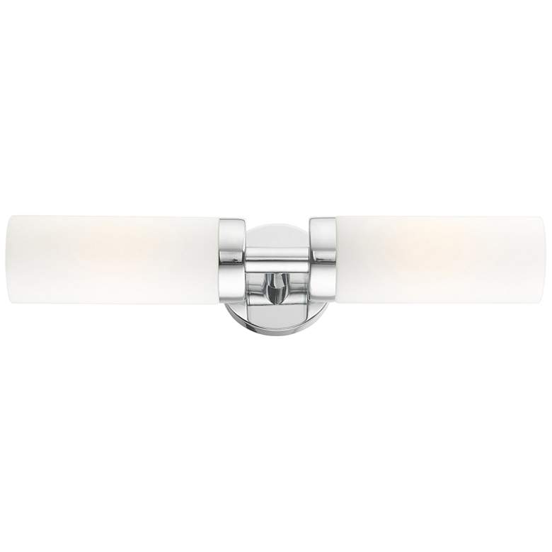 Image 7 Livex Aero 19 1/4 inch Wide Polished Chrome White Glass 2-Light Bath Light more views