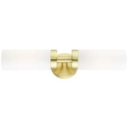 Livex Aero 19 1/4&quot; Wide Satin Brass and White Glass 2-Light Bath Light