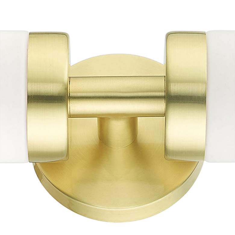 Image 4 Livex Aero 19 1/4" Wide Satin Brass and White Glass 2-Light Bath Light more views