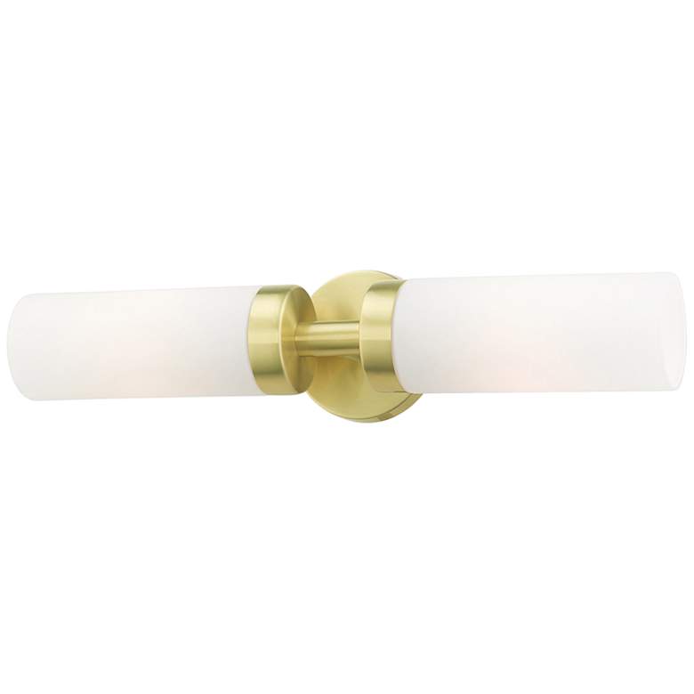 Image 5 Livex Aero 19 1/4 inch Wide Satin Brass and White Glass 2-Light Bath Light more views