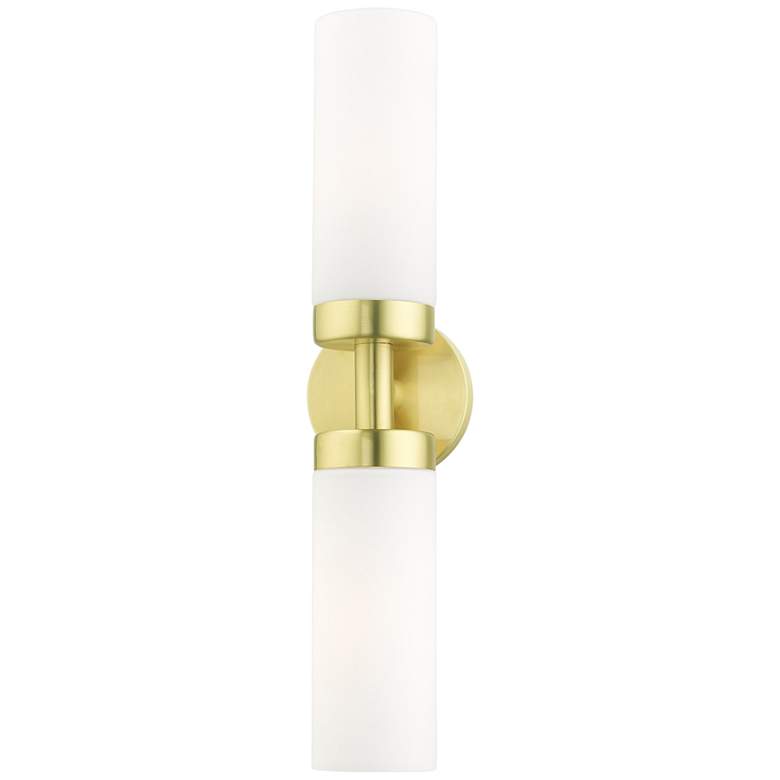 Image 6 Livex Aero 19 1/4" Wide Satin Brass and White Glass 2-Light Bath Light more views