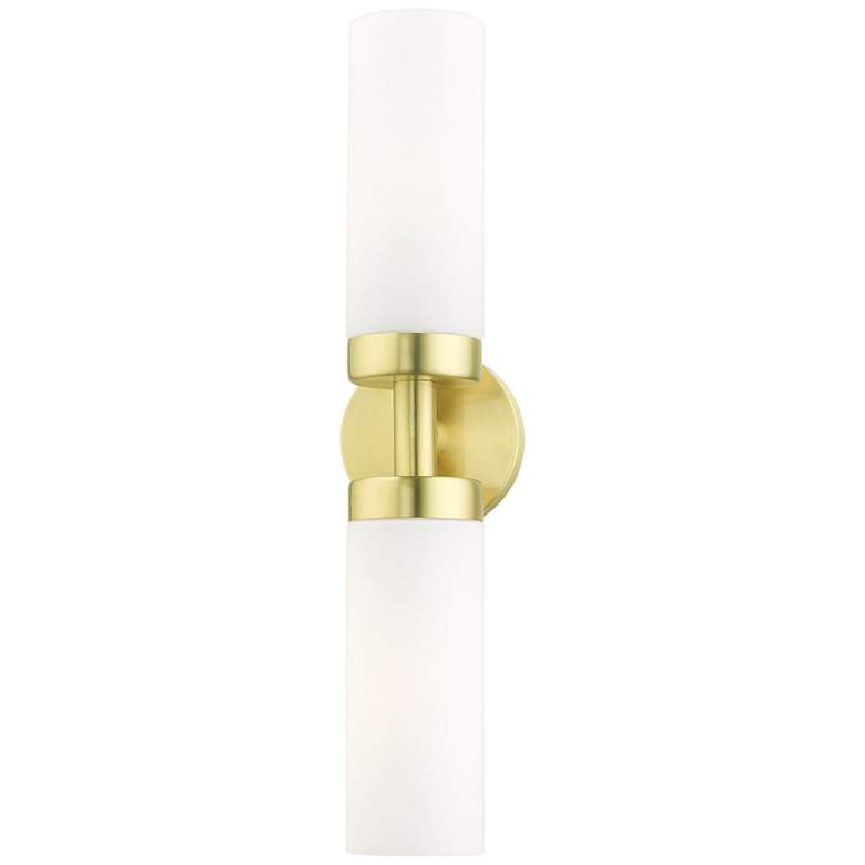 Image 6 Livex Aero 19 1/4 inch Wide Satin Brass and White Glass 2-Light Bath Light more views