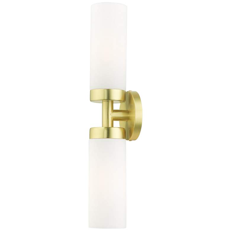 Image 7 Livex Aero 19 1/4 inch Wide Satin Brass and White Glass 2-Light Bath Light more views