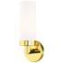 Livex Aero Round 11 3/4" Polished Brass and White Glass Wall Sconce