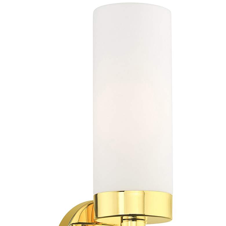 Image 3 Livex Aero Round 11 3/4" Polished Brass and White Glass Wall Sconce more views