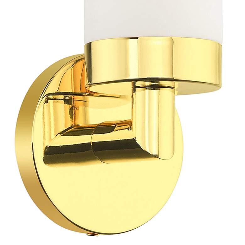 Image 4 Livex Aero Round 11 3/4" Polished Brass and White Glass Wall Sconce more views