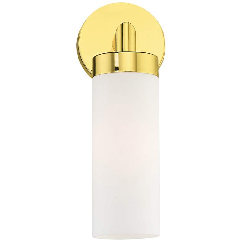 Image 5 Livex Aero Round 11 3/4" Polished Brass and White Glass Wall Sconce more views