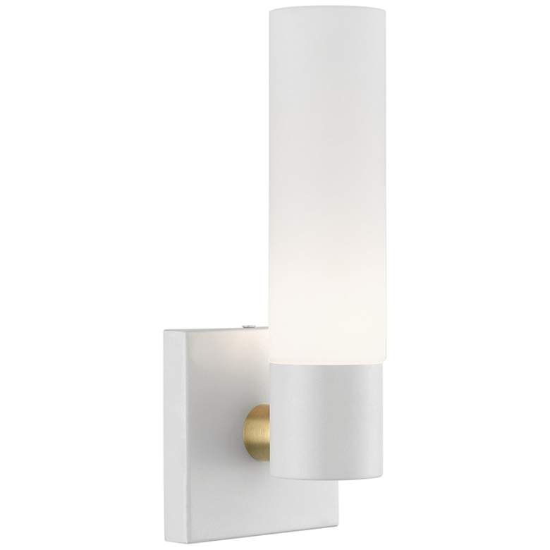 Image 1 Livex Aero Square 11.25" Textured White and Glass ADA Wall Sconce