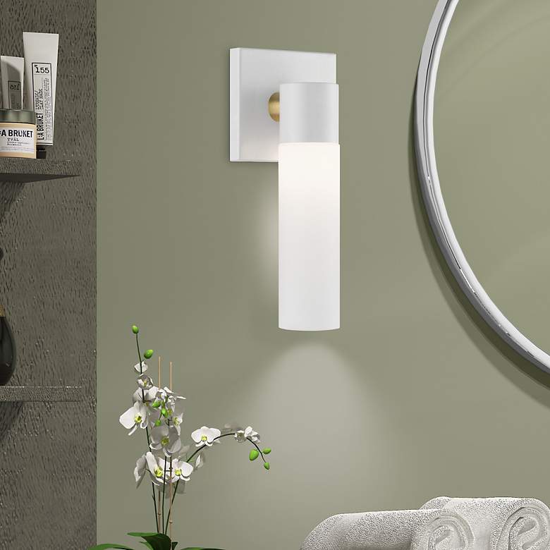 Image 1 Livex Aero Square 11.25" Textured White and Glass ADA Wall Sconce