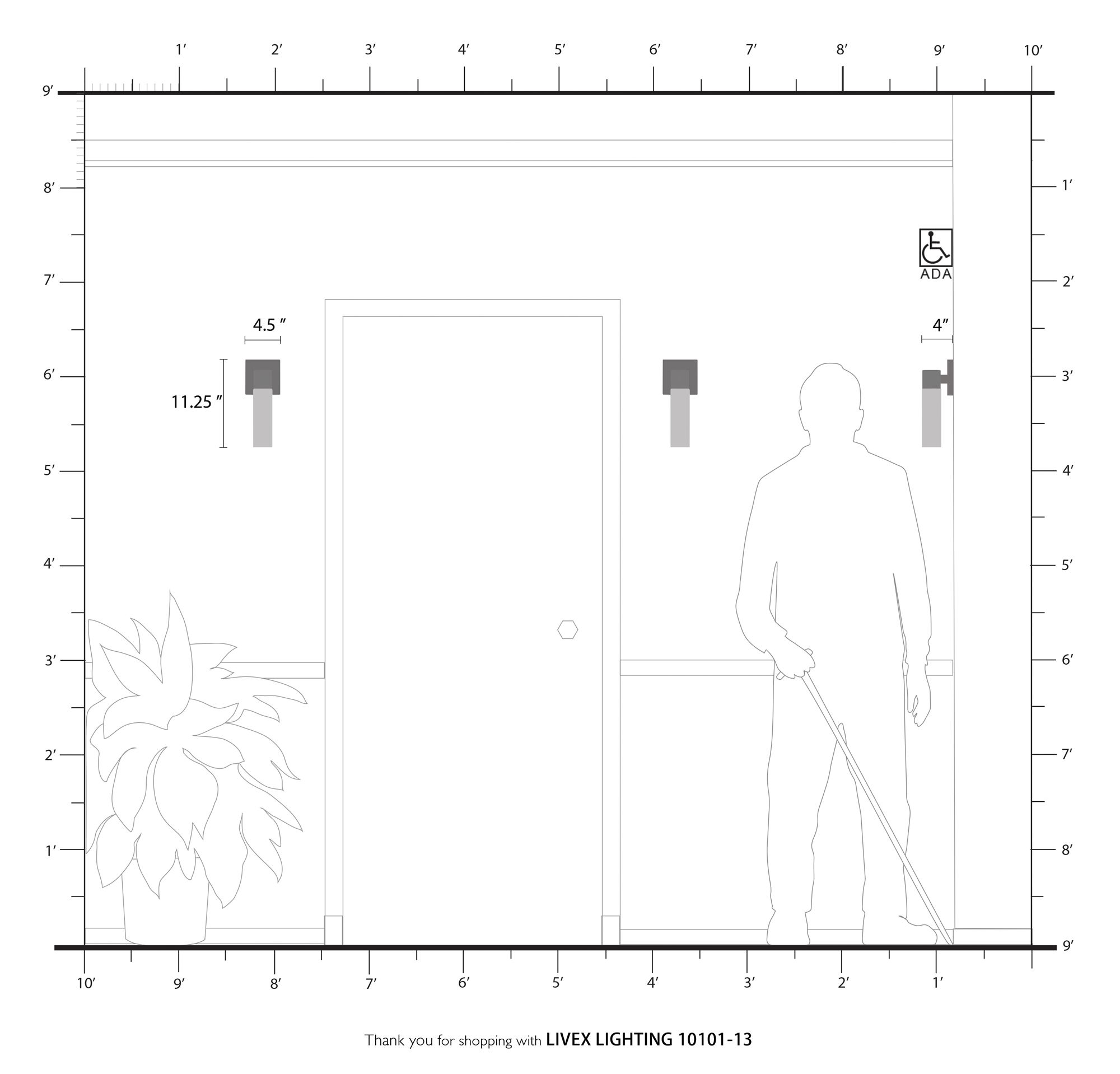 Livex Aero Square 11.25" Textured White and Glass ADA Wall Sconce