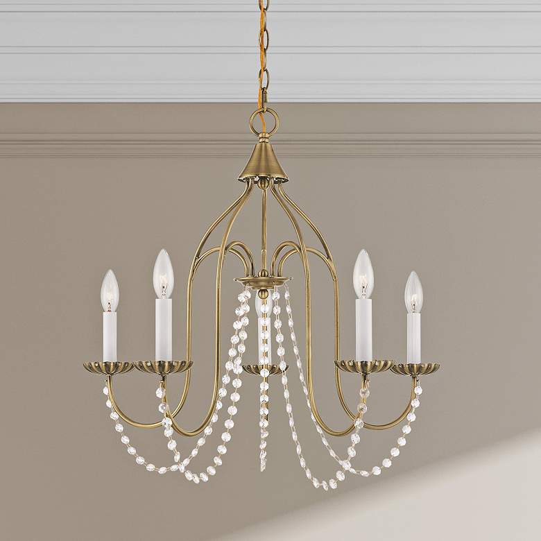 Image 2 Livex Alessia 24" Wide Antique Brass 5-Light Chandelier
